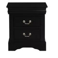 Black Finish Traditional Bedroom Wooden Nightstand 1pc Louis Philippe Style Furniture Two Drawers Storage