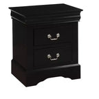 Table de chevet traditionnelle en bois, finition noire, 1 pièce, avec deux tiroirs de rangement