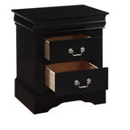 Table de chevet traditionnelle en bois, finition noire, 1 pièce, avec deux tiroirs de rangement