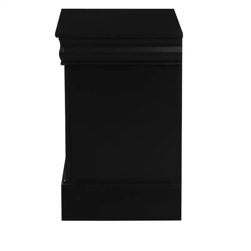 Table de chevet traditionnelle en bois, finition noire, 1 pièce, avec deux tiroirs de rangement
