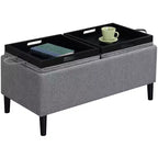 Pouf de rangement avec plateaux : Style moderne, similicuir, plateaux amovibles réversibles