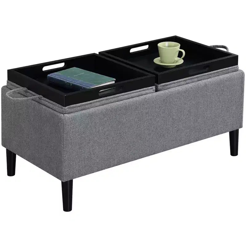 Pouf de rangement avec plateaux : Style moderne, similicuir, plateaux amovibles réversibles