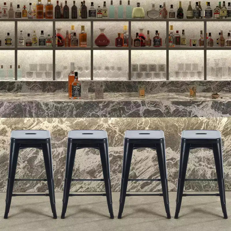 JIONJOY 24 Metal Bar Stools Set of 4  Backless Counter Height, Stackable, No Assembly, Scratch-Resistant