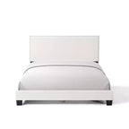 Cadre de lit Queen/Full pour chambre principale avec tête de lit capitonnée et garniture cloutée, lit plateforme moderne, aucun sommier tapissier requis