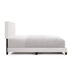 Cadre de lit Queen/Full pour chambre principale avec tête de lit capitonnée et garniture cloutée, lit plateforme moderne, aucun sommier tapissier requis