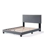 Cadre de lit Queen/Full pour chambre principale avec tête de lit capitonnée et garniture cloutée, lit plateforme moderne, aucun sommier tapissier requis