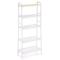 Home Zone Living 5-Tier Freestanding Storage Organizer with Bamboo Accent and Steel Frame, Vertical Space-Saving Shelf, White