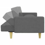 Canapé-lit 2 places avec oreillers et pouf en tissu