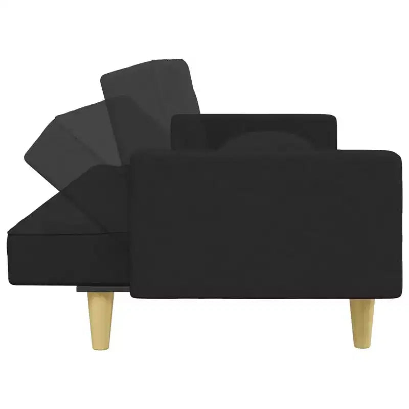 Canapé-lit 2 places avec oreillers et pouf en tissu