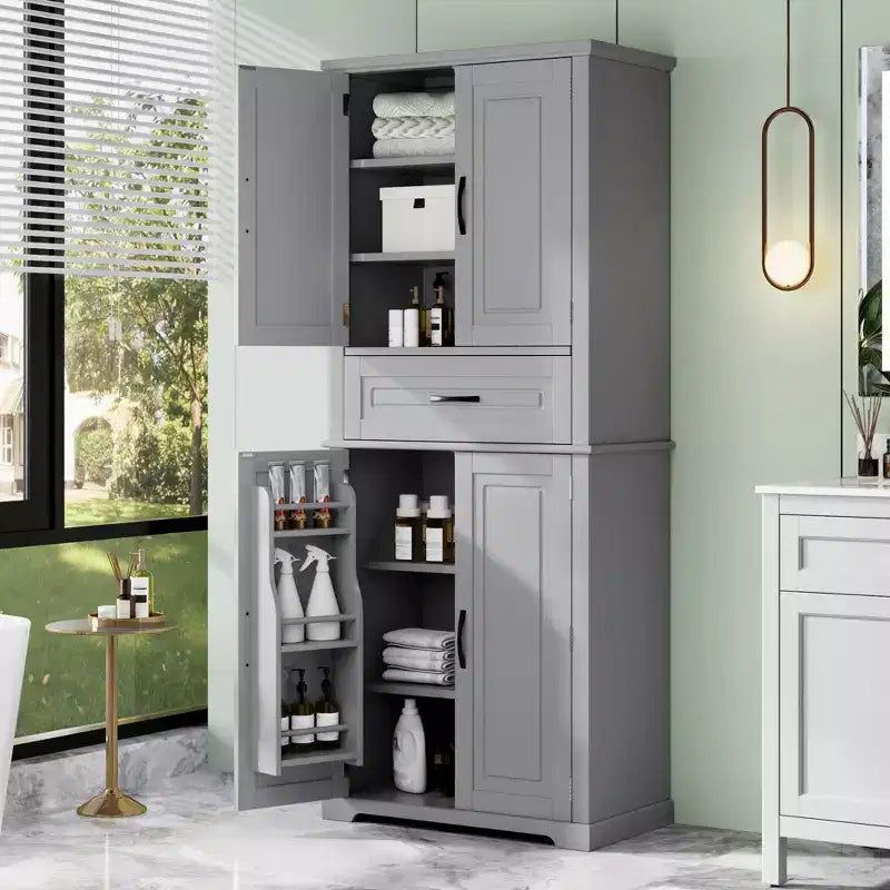 Meuble de rangement de salle de bain avec espace de rangement multifonctionnel, tiroir avec glissières, étagère réglable pour salon