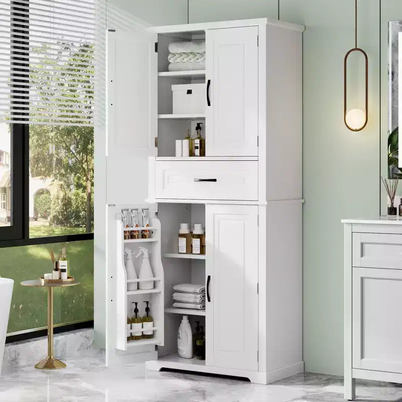 Meuble de rangement de salle de bain avec espace de rangement multifonctionnel, tiroir avec glissières, étagère réglable pour salon