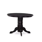 Table à manger ronde 3 pièces avec plateau en bois massif finition noire et 2 chaises