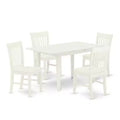 5-Piece Linen White Finish Solid Wood Top - Rectangular Dining Room Set - Seats 4