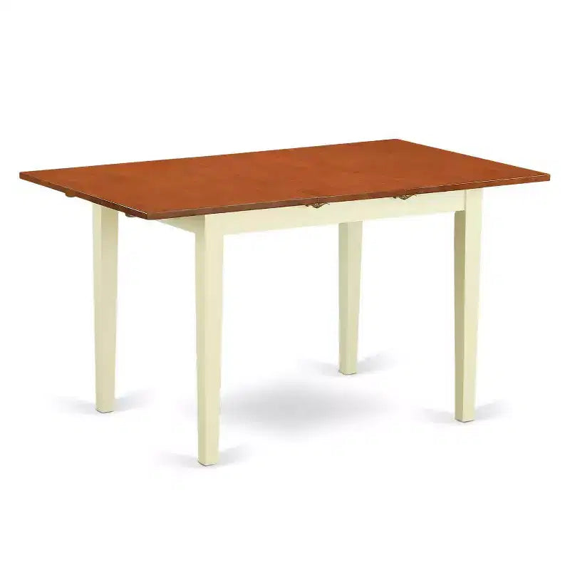Ensemble de salle à manger 5 pièces en bois massif finition blanc lin – Dessus rectangulaire – 4 places