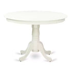 Ensemble de salle à manger 3 pièces, dessus en bois massif blanc cassé - Ronde - 4 places