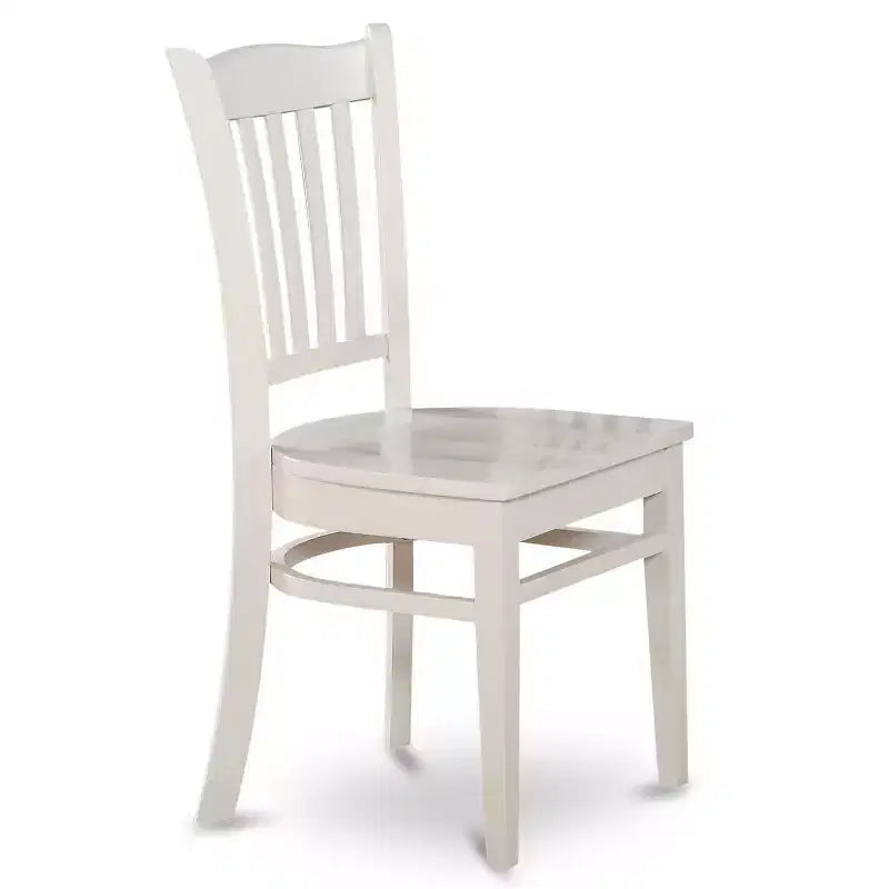 Ensemble de salle à manger 3 pièces, dessus en bois massif blanc cassé - Ronde - 4 places
