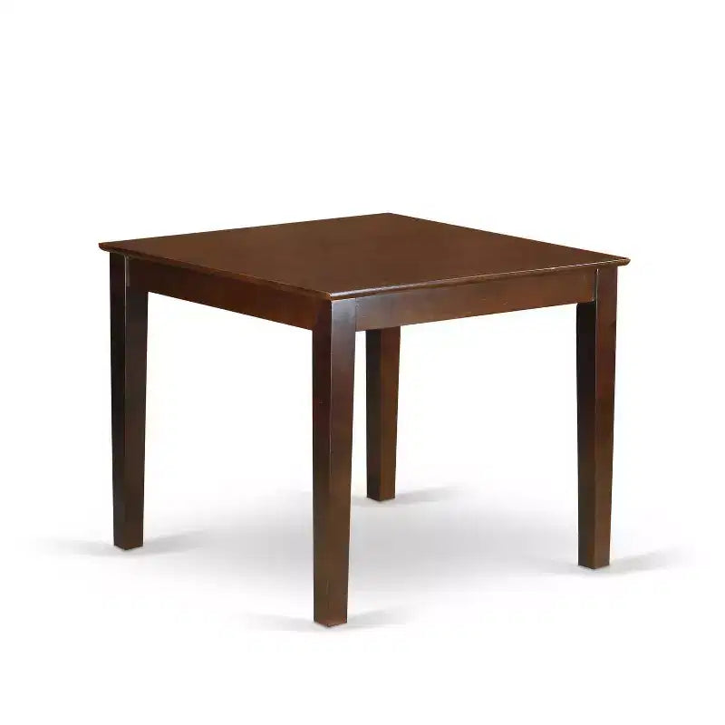 Ensemble de salle à manger 5 pièces en bois massif finition acajou – Dessus carré avec boutons touffetés – 4 places