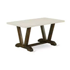 Table à manger en bois massif 7 pièces avec finition Jacobean vieillie et 6 chaises Parson