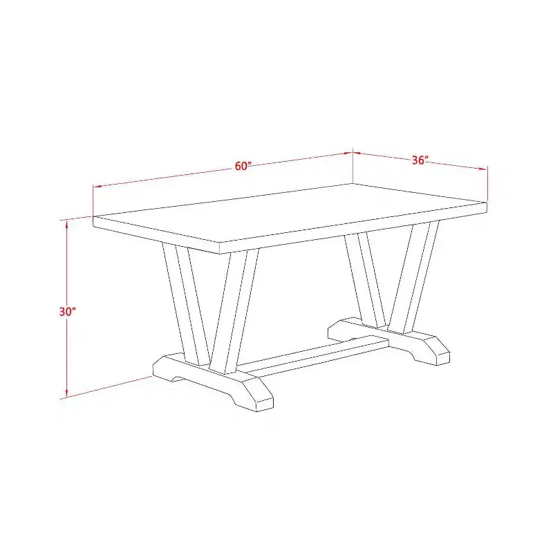 Table à manger en bois massif 7 pièces avec finition Jacobean vieillie et 6 chaises Parson