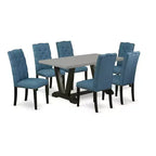 7-Piece Rectangle Natural Oak Finish Solid Wood Top Dining Table with 6 Chairs with