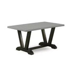Table de salle à manger 7 pièces rectangulaire en bois massif finition chêne naturel avec 6 chaises