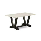 Table à manger rectangulaire 7 pièces avec plateau en bois massif finition chêne naturel et 6 chaises Parson