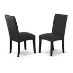 Table à manger rectangulaire 7 pièces avec plateau en bois massif finition chêne naturel et 6 chaises Parson