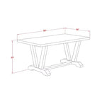 Table à manger rectangulaire 7 pièces avec plateau en bois massif finition chêne naturel et 6 chaises Parson