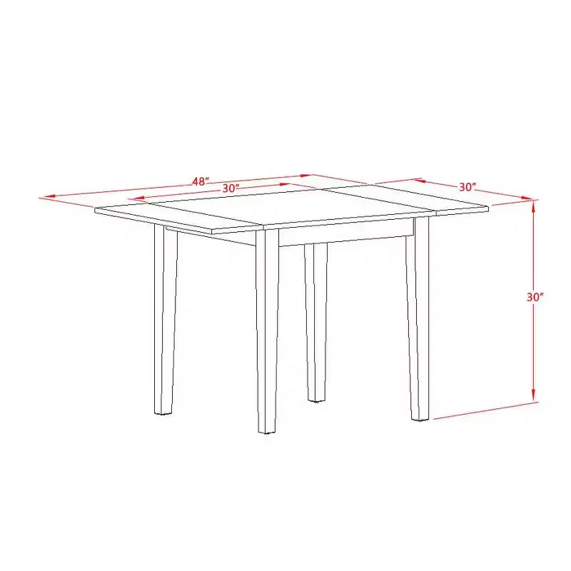 Ensemble 5 pièces, plateau en bois massif finition acajou - Salle à manger - 4 places