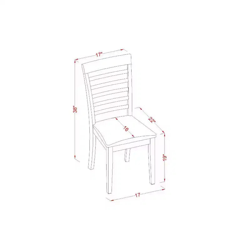 Ensemble 5 pièces, plateau en bois massif finition acajou - Salle à manger - 4 places