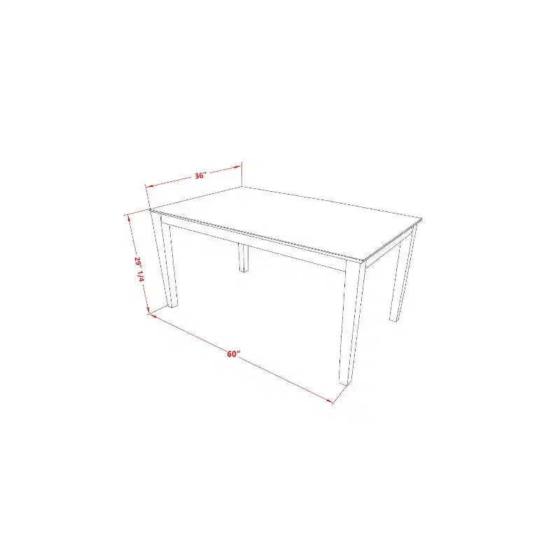 Ensemble de salle à manger 5 pièces en bois massif finition acajou avec table rectangulaire et 4 chaises