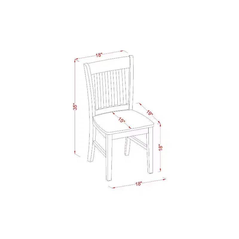 Ensemble de salle à manger 5 pièces en bois massif finition acajou avec table rectangulaire et 4 chaises