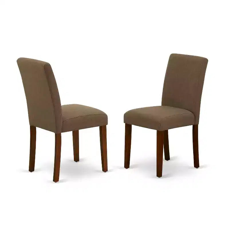 Ensemble de salle à manger rectangulaire - 3 pièces (table et 2 chaises) - Table de 42 pouces avec rallonge papillon - Tissu en lin et pieds en acajou