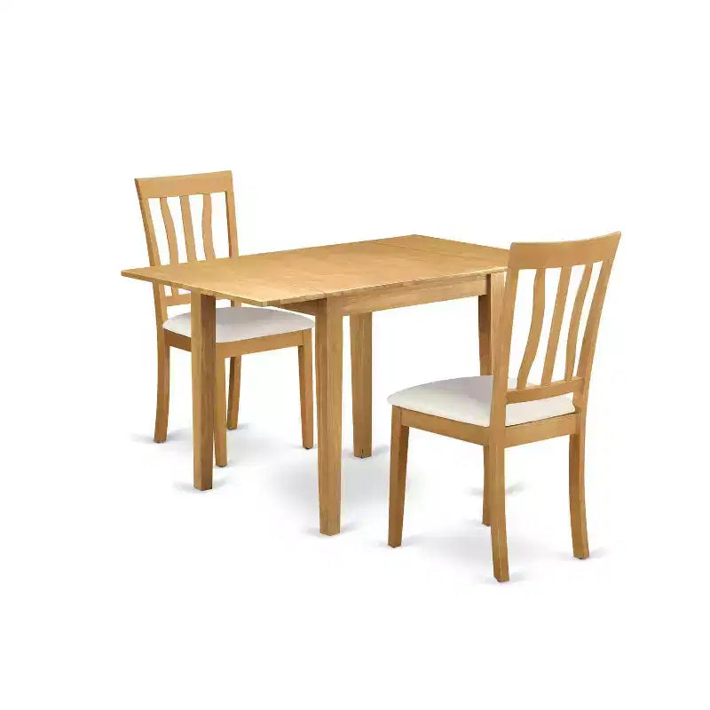 HomeStock 3-Piece Natural Brown Oak Finish Solid Wood Top Dining Table Set