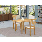Table à manger 3 pièces en bois massif finition chêne brun naturel