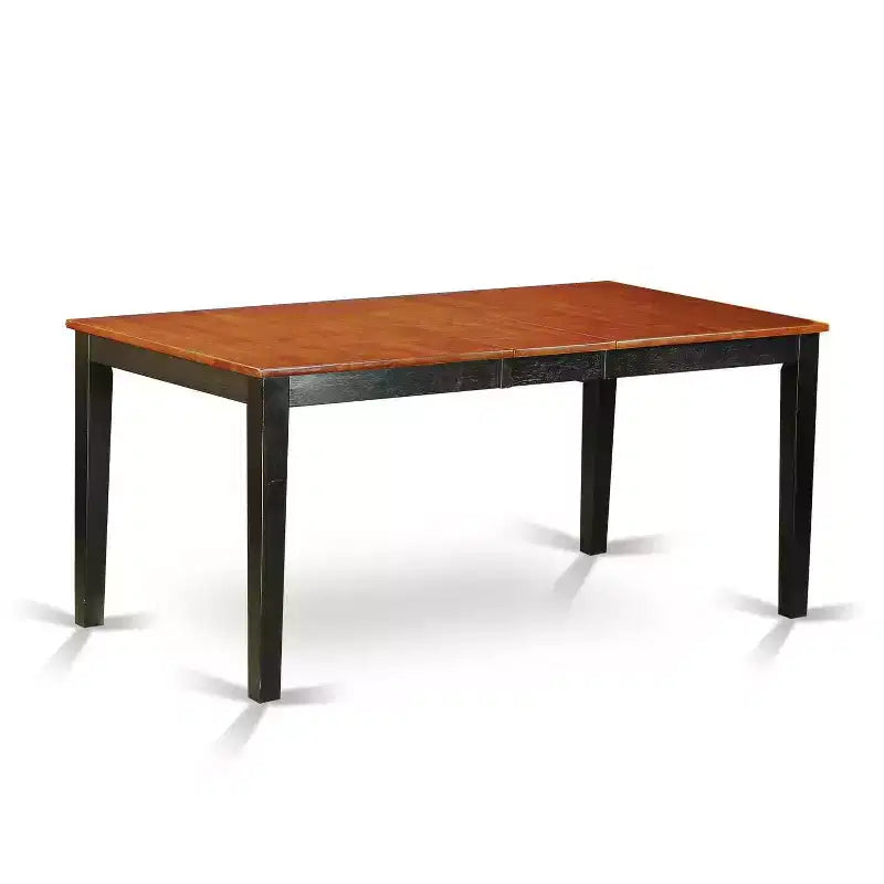 Table de salle à manger rectangulaire 7 pièces en bois massif finition noire et cerisier avec 6 chaises