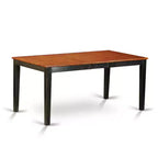 Table de salle à manger rectangulaire 7 pièces en bois massif finition noire et cerisier avec 6 chaises
