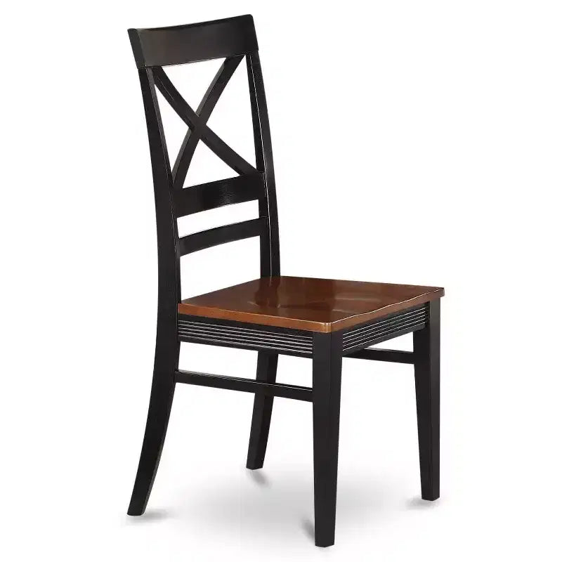 Table de salle à manger rectangulaire 7 pièces en bois massif finition noire et cerisier avec 6 chaises