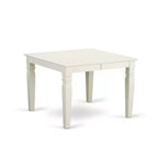 Table à manger 5 pièces en bois massif finition cerisier et laiteuse avec 4 chaises Parsons et rallonge papillon