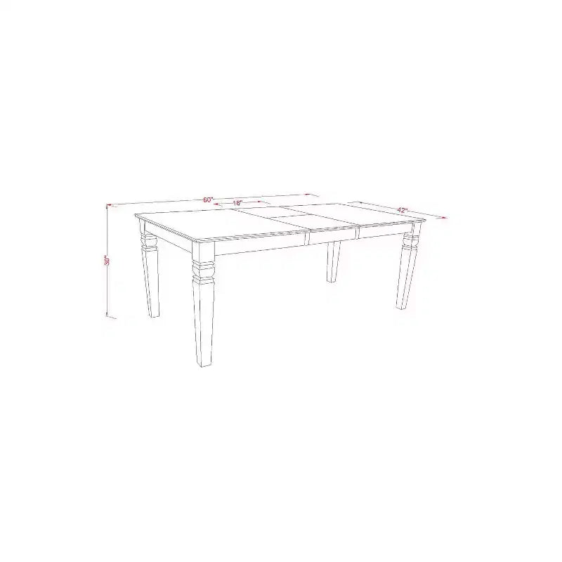 Table à manger 5 pièces en bois massif finition cerisier et laiteuse avec 4 chaises Parsons et rallonge papillon