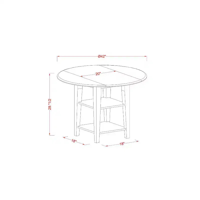 Ensemble table ronde et 4 chaises de salle à manger – Dessus en bois massif noir et cerisier