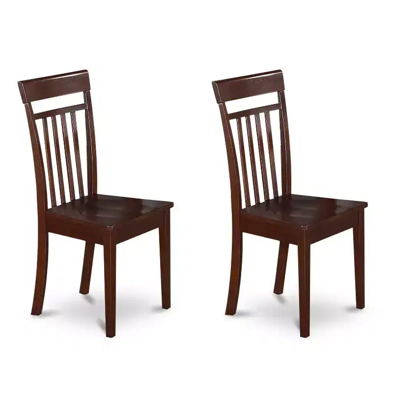 Table de salle à manger à plateau en bois massif finition acajou 3 pièces avec 2 chaises