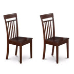 Table de salle à manger à plateau en bois massif finition acajou 3 pièces avec 2 chaises