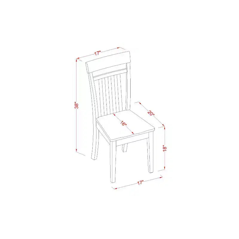Table de salle à manger à plateau en bois massif finition acajou 3 pièces avec 2 chaises