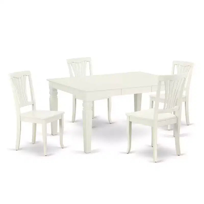 Medieval Dining Set 5Pc Rectangular Table & Chairs - 42/60 Inch Table with Leaf