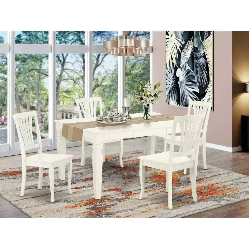 Table et chaises rectangulaires 5 pièces Médiéval - Table 42/60 pouces avec rallonge