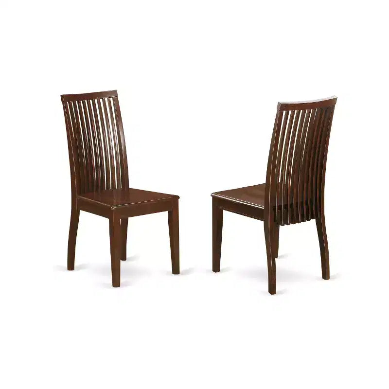 Ensemble de salle à manger 6 pièces avec table rectangulaire plateau en bois massif finition acajou, 1 banc et 4 chaises