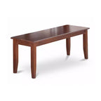 Ensemble de salle à manger 6 pièces avec table rectangulaire plateau en bois massif finition acajou, 1 banc et 4 chaises