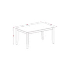 Ensemble de salle à manger 6 pièces avec table rectangulaire plateau en bois massif finition acajou, 1 banc et 4 chaises
