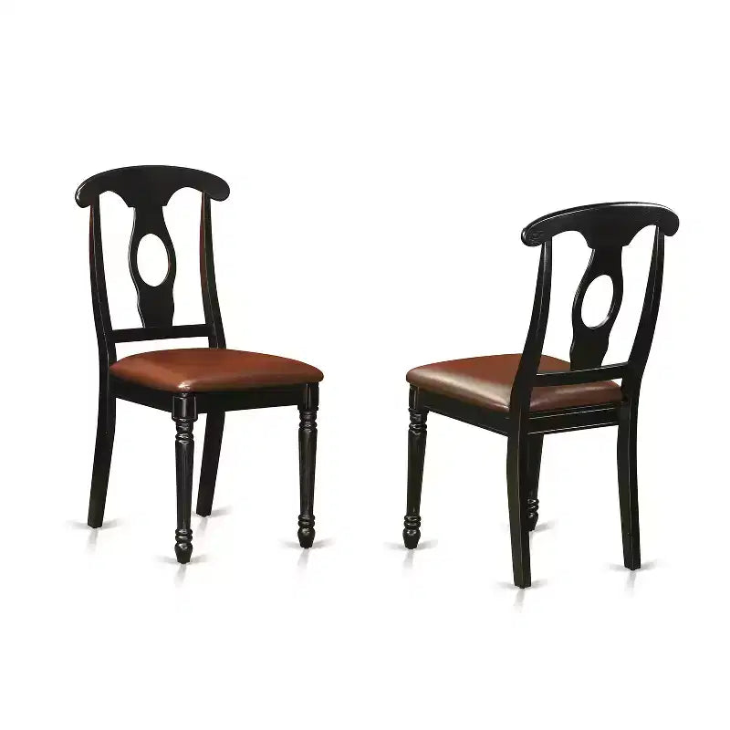 Table de salle à manger rectangulaire 7 pièces en bois massif finition noire avec 6 chaises